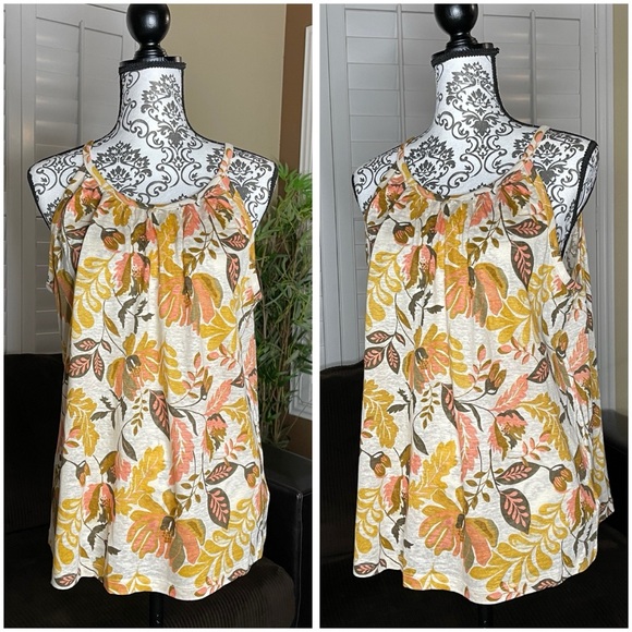 Rachel Zoe Tops - Rachel Zoe Women's Linen Tank Top Leaf Print Size XL